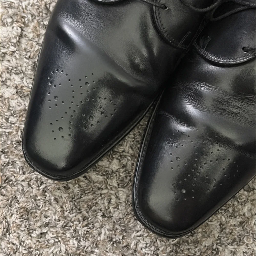 Allen Edmonds Flatiron Derby Oxfords Perforated Black Leather Sz 13 D 1103 25800
